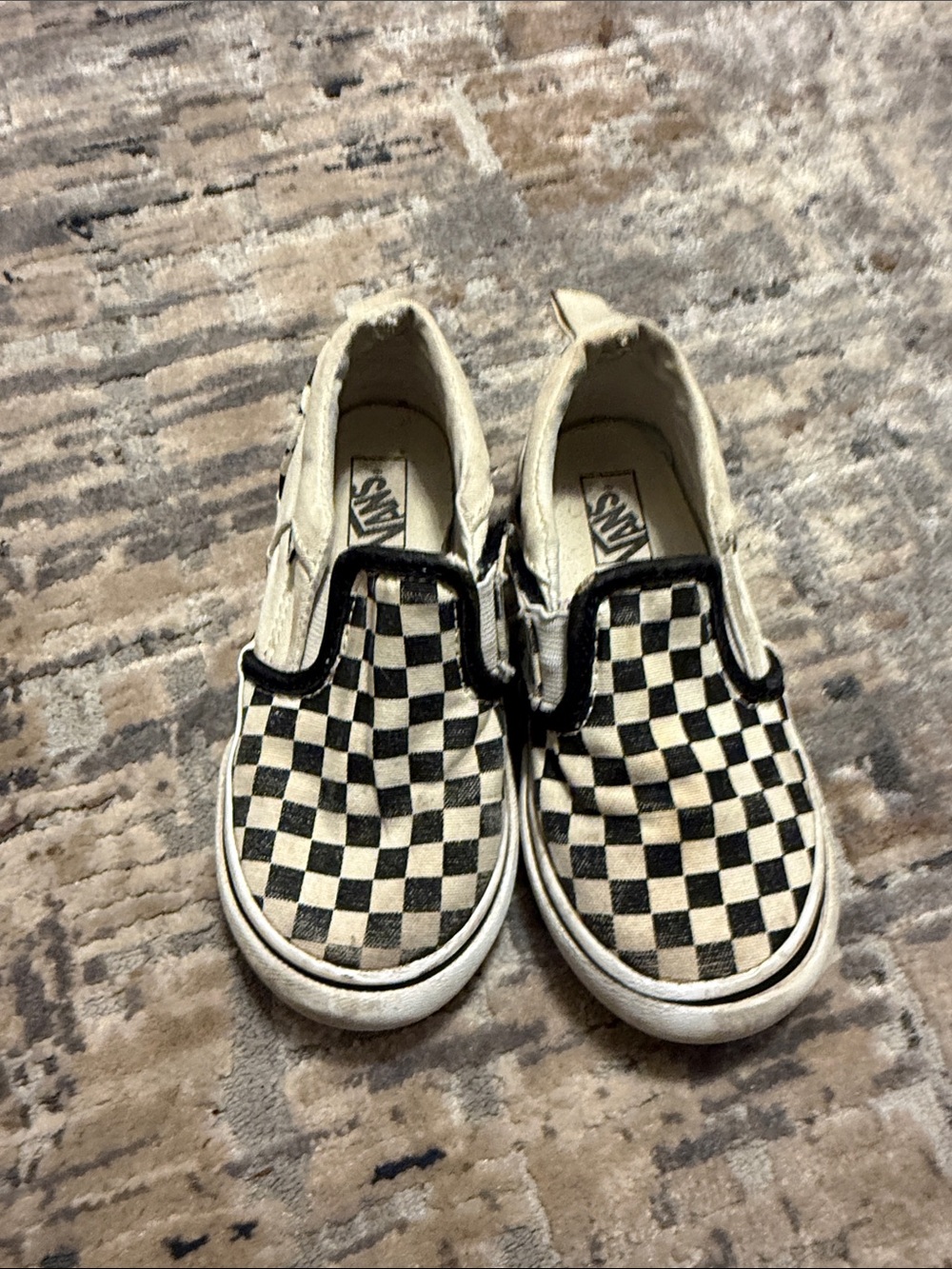 Vans Kids Checkerboard Slip-On Sneakers - Black & Cream